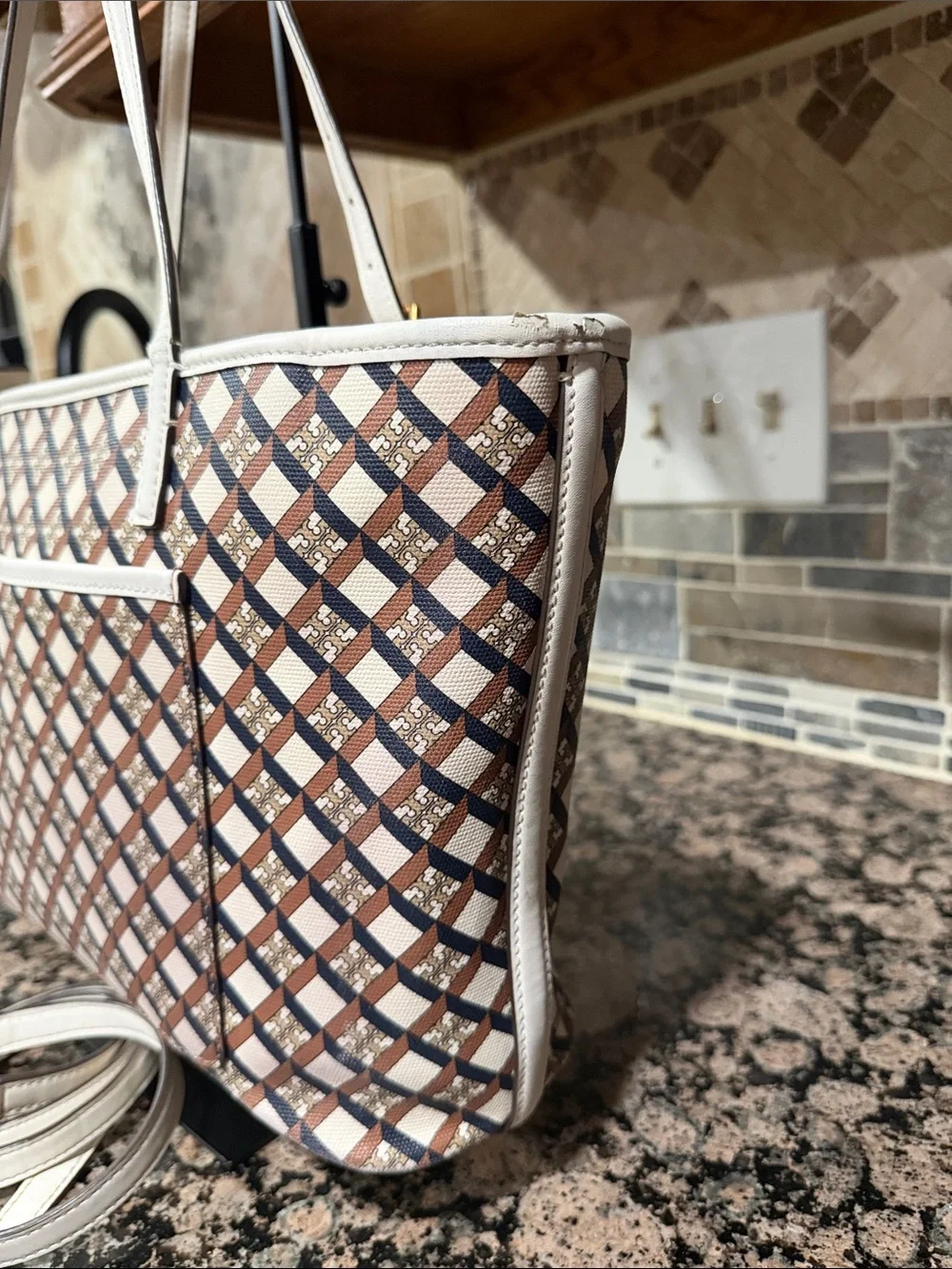 Tory Burch Geo Logo Canvas Tote Bag